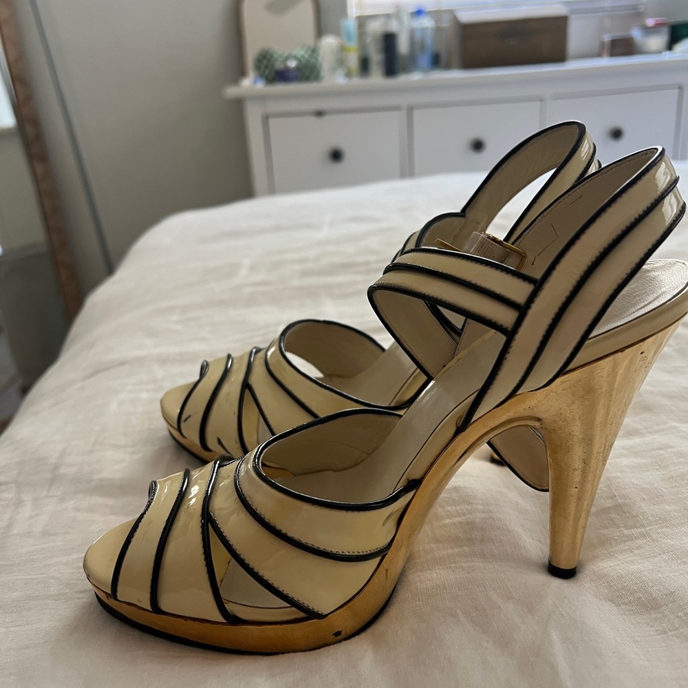 Size 7 Miu Miu Heels With Gold Heel - image 2